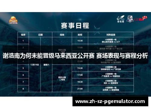 谢浩南为何未能晋级马来西亚公开赛 赛场表现与赛程分析